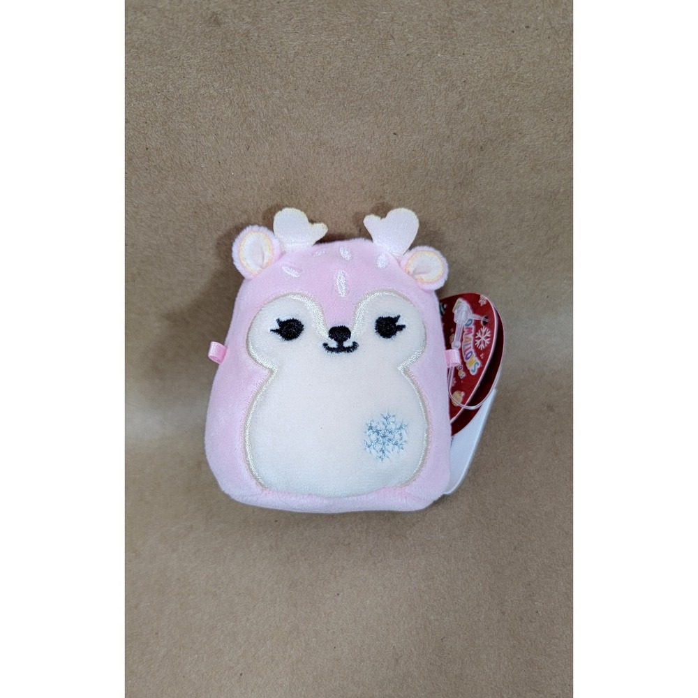 Squishmallows Micromallows Pink Reindeer Plush Snowflake Holiday Jazwares 2.5"